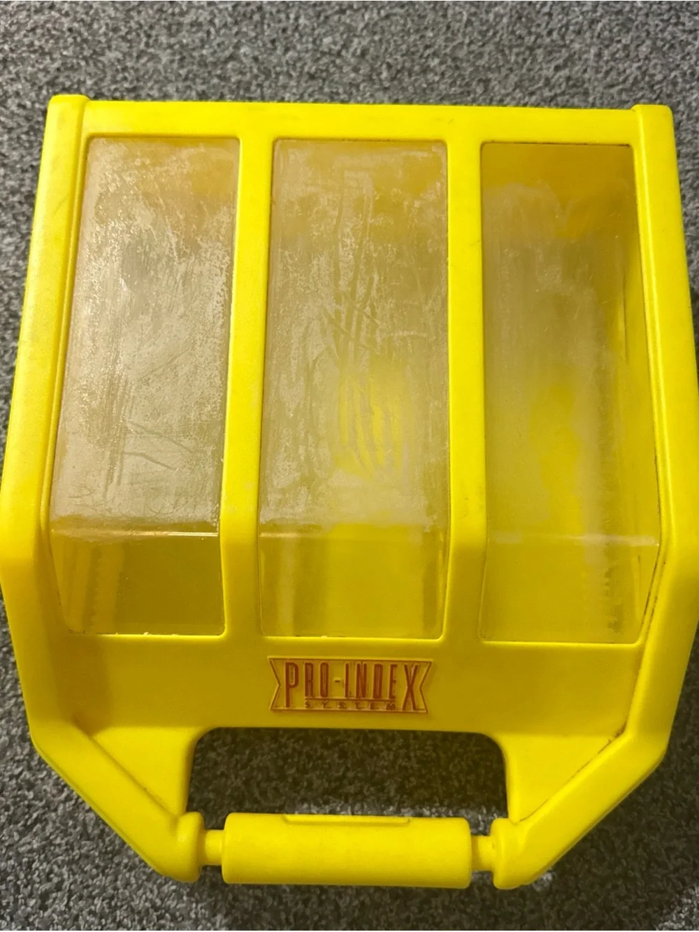 Pro-Index System Yellow Hard Storage Carrying Case Used Fogged Scratching